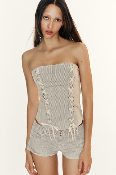 STRIPED LACE-UP CORSET - Stripes by Zara