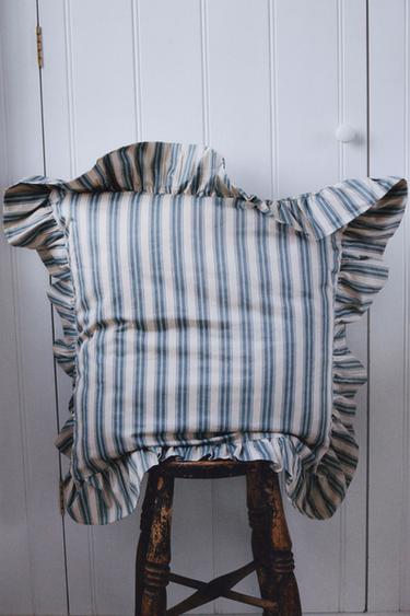 STRIPED PILLOWCASE WITH RUFFLE TRIM | KATHARINE POLE - Blue by Zara