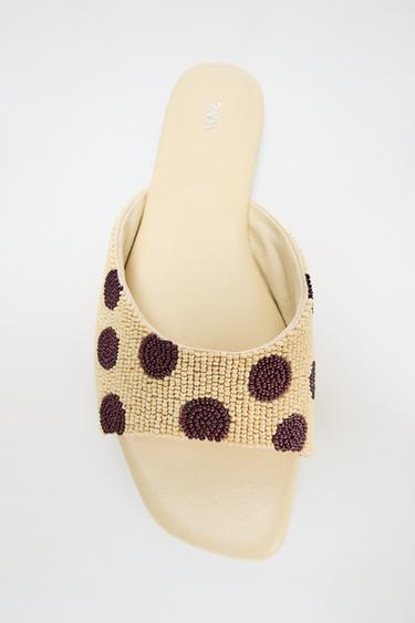 PRINTED BEADED FLAT SANDALS - Multicoloured by Zara