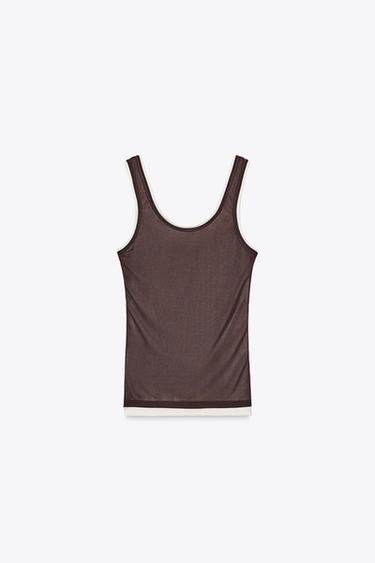 DOUBLE STRAP T-SHIRT - Brown by Zara