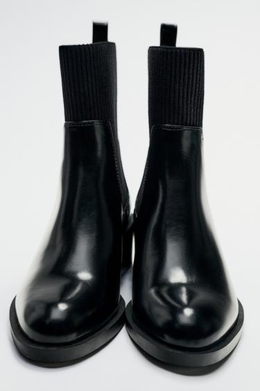 PATENT-EFFECT CHELSEA ANKLE BOOTS - Black by Zara