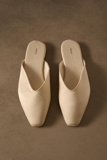 SATEEN MULE SLIPPERS - Ecru White by Zara - Image 0