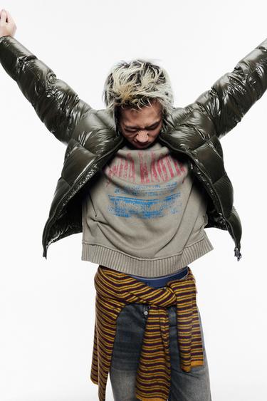 WATER-REPELLENT 80% DOWN - 20% FEATHER JACKET - Dark khaki by Zara