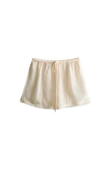 LACE COTTON SHORTS - Ecru by Zara
