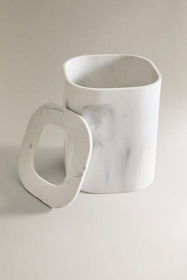 MARBLE-EFFECT BATHROOM BIN - Grey by Zara
