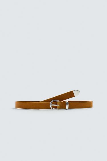 LEATHER BELT - Mustard by Zara