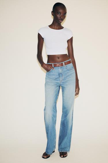 COTTON MODAL CROP T-SHIRT - White by Zara