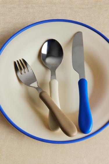 CHILDREN'S CUTLERY SET WITH SILICONE HANDLE - Multicoloured by Zara