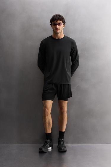 PERFORATED LONG SLEEVE T-SHIRT - Black by Zara - Image 0