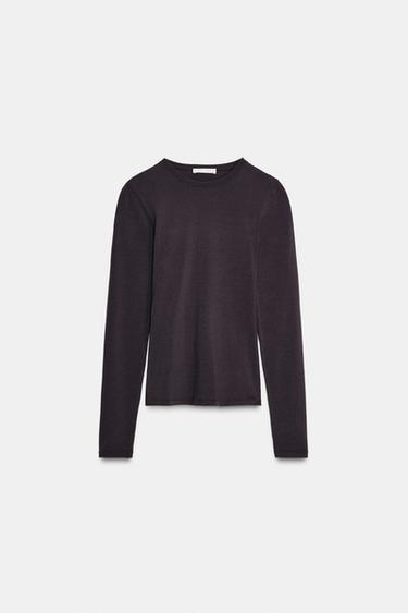 LONG SLEEVE T-SHIRT - Brown by Zara