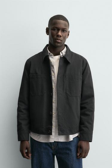 QUILTED OVERSHIRT WITH POCKETS - Navy blue by Zara