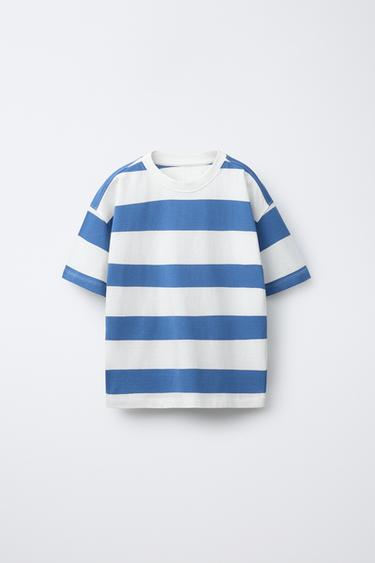 WIDE STRIPE T-SHIRT - Bluish by Zara