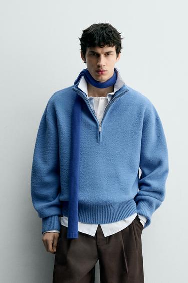 BOXY FIT TEXTURED JUMPER - Blue by Zara