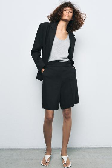 LINEN BLEND BERMUDA SHORTS ZW COLLECTION - Black by Zara - Image 0