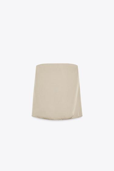SATIN BANDEAU TOP - Beige / Green by Zara