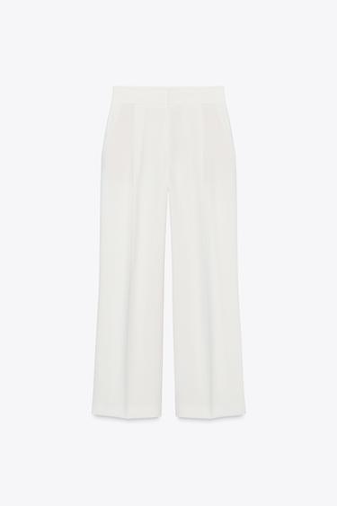 ZW COLLECTION STRAIGHT-LEG TROUSERS - Ecru by Zara