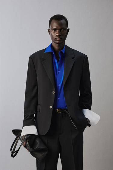 100% WOOL SUIT BLAZER - Black by Zara