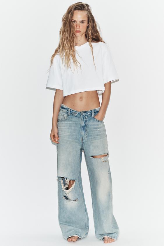OVERSIZE CROP T-SHIRT - White by Zara - Image 0