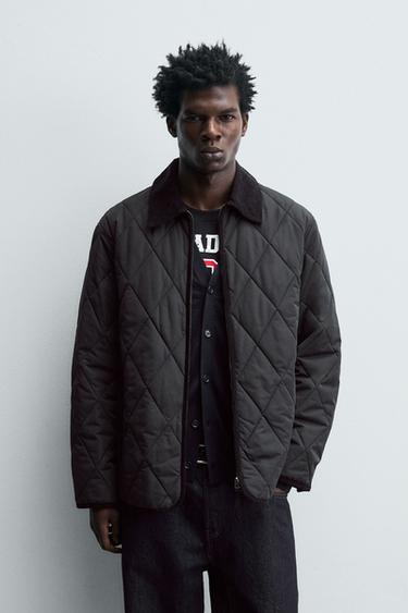 CONTRAST COLLAR QUILTED JACKET - Black by Zara
