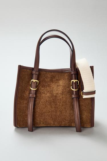 CORDUROY MINI TOTE BAG - Brown by Zara