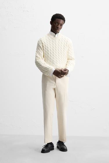SLIM FIT CORDUROY TROUSERS - Sand by Zara - Image 0