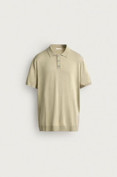 REGULAR FIT KNIT POLO SHIRT - Light green by Zara