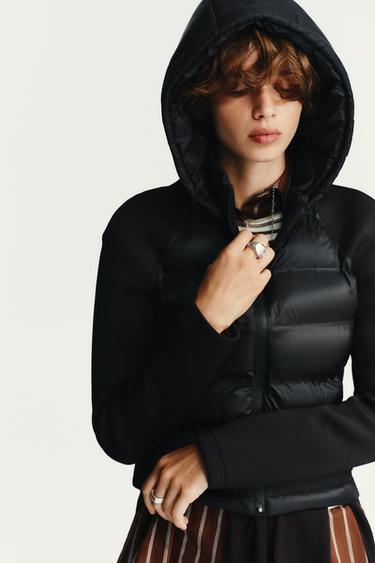 DETACHABLE HOOD QUILTED JACKET - Black by Zara