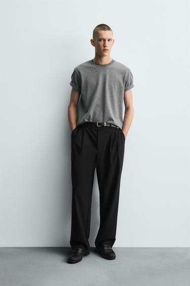 PLEATED WIDE-LEG TROUSERS - Black by Zara