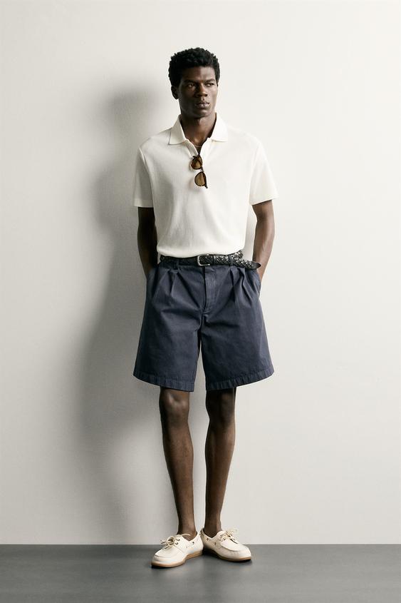 VERTICAL TEXTURE POLO SHIRT - Oyster-white by Zara - Image 0