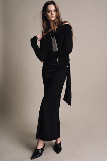 SOFT DRESS WITH BROOCH - Black by Zara