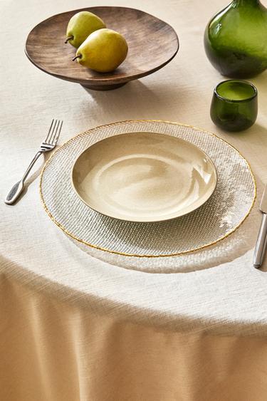 RAISED GLASS SERVICE PLATE WITH A GOLD RIM - Gold by Zara