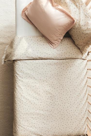 CHILDREN'S FLORAL RUFFLED DUVET COVER - Light pink by Zara