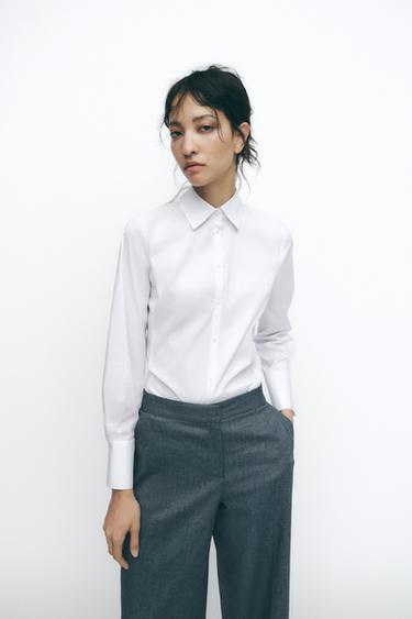 FITTED POPLIN SHIRT - White by Zara