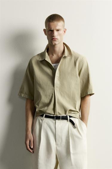WASHED RELAXED FIT POLO SHIRT - Khaki by Zara