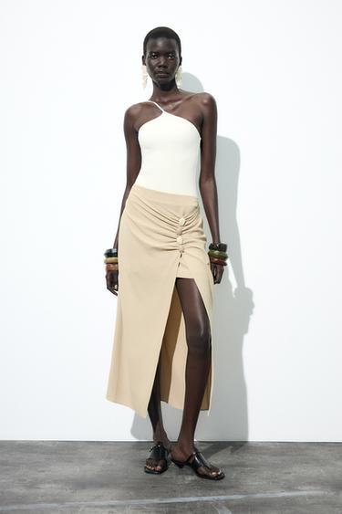 BEADED SARONG SKIRT - Sand by Zara
