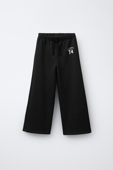 PRINTED WIDE-LEG TROUSERS - Black by Zara