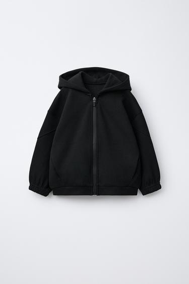 LOGO INTERLOCK ZIP-UP HOODIE - Black by Zara