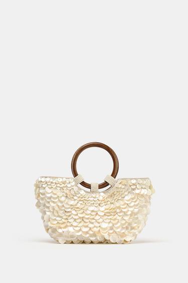 PEARLESCENT APPLIQUÉ BAG - Pearl grey by Zara