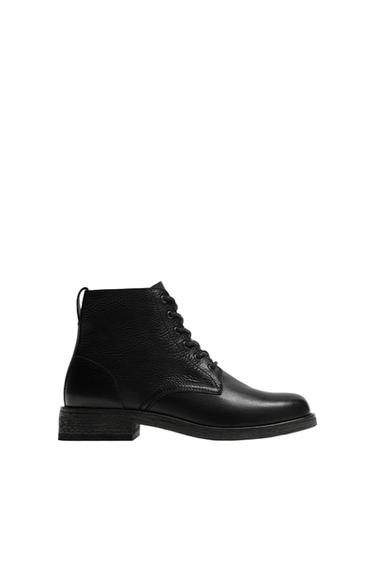 LIMITED EDITION LEATHER LACE-UP BOOTS - Black by Zara