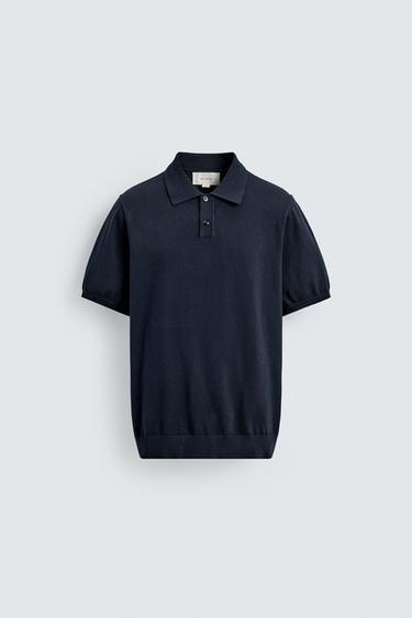REGULAR FIT KNIT POLO SHIRT - Dark navy by Zara