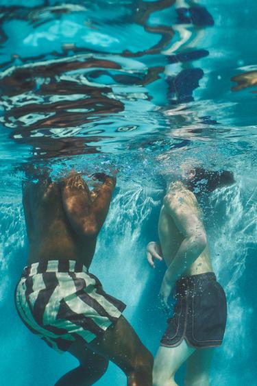 AGES 6-14 / STRIPED SWIM SHORTS - Light brown by Zara