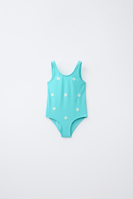 2-6 YEARS/ DAISY WAFFLE-KNIT SWIMSUIT - Turquoise by Zara - Image 0