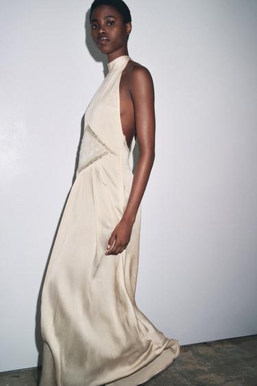 EMBROIDERED MIDI DRESS - Mid-ecru by Zara