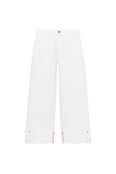 Z1975 MID-WAIST BARREL JEANS WITH TURN-UP HEMS - White by Zara