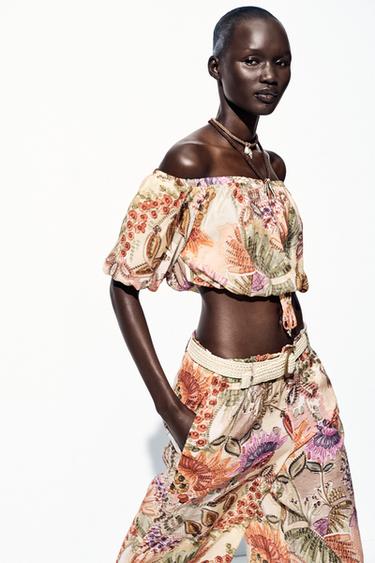 PRINTED BALLOON CROP TOP - Multicoloured by Zara