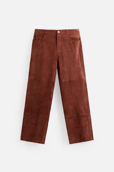 LIMITED EDITION SUEDE LEATHER TROUSERS - Russet by Zara - Image 0