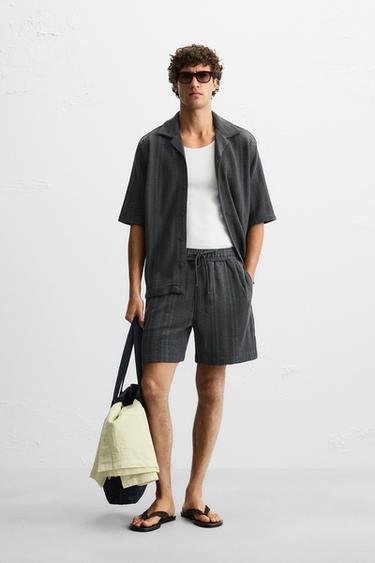JACQUARD TEXTURED CO-ORD - Faded navy by Zara