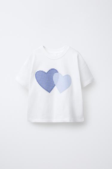 GINGHAM CHECK PATCH T-SHIRT - White by Zara