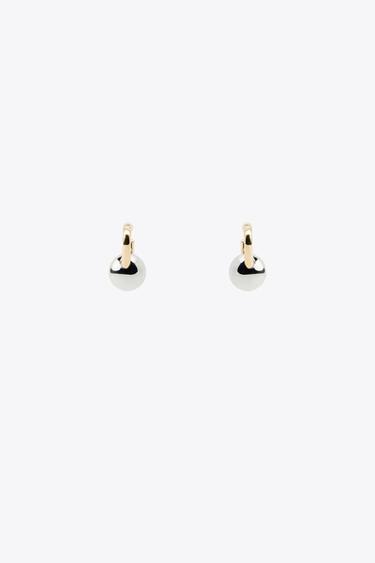 CONTRAST BALL EARRINGS - Gold / Silver by Zara