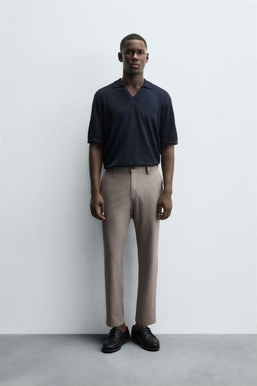 TEXTURED COMFORT TROUSERS - camel by Zara